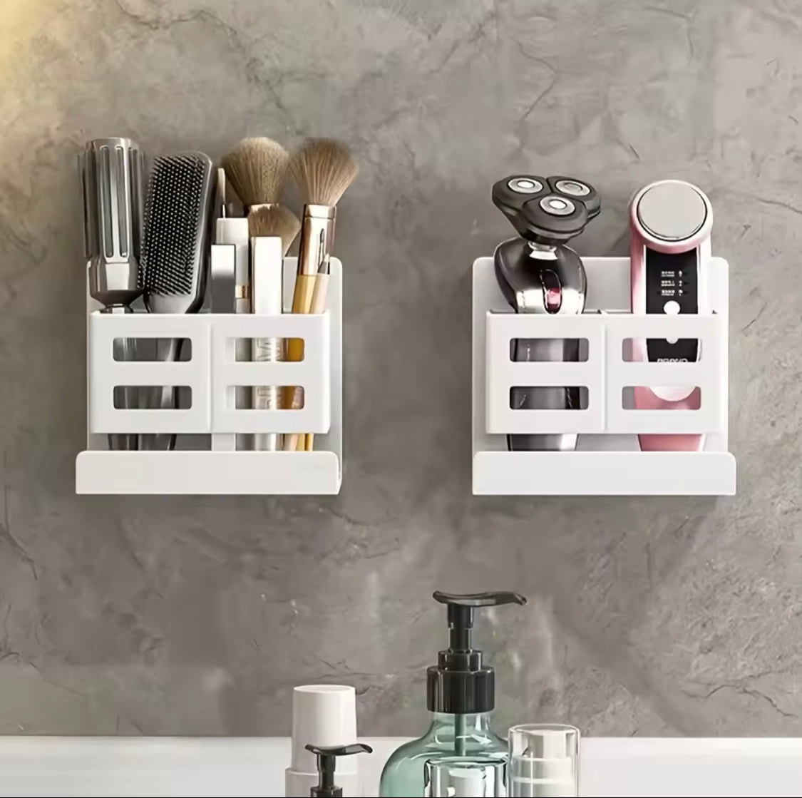Multifunctional Hanging Bathroom Rack, Plastic Bathroom Accessories Organizer, Vanity Holder Storage Rack Multifunctional Hanging Bathroom Rack, Plastic Bathroom Accessories Organizer, Vanity Holder Storage Rack
